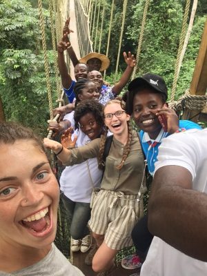 Siobhan and volunteers canopy walkway Kakum