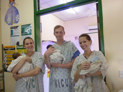 Charlotte and her fellow students in the maternity department