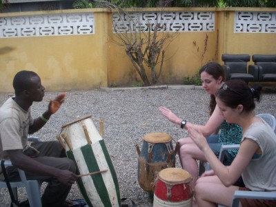 Emily Learning to drum in her free time